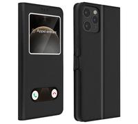 Housse Apple iPhone 12 / 12 Pro Étui Intégral Double Fenêtre Support Vidéo noir