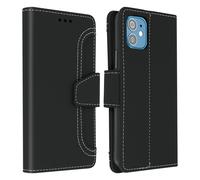 Housse pour iPhone 12 Mini Étui Folio Portefeuille Fonction Support Noir