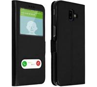 Housse - AVIZAR - Samsung Galaxy J6 Plus - Éco-cuir - Coque Souple - Double Fenêtre