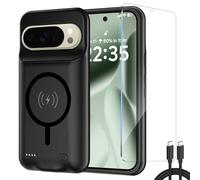 Housse Batterie Google pour Pixel 9/Pixel 9 Pro, Batterie Portable Rechargeable 10000mAh Améliorée - Coque de Chargeur Étendueavec Charge sans Fil Intégrée - Banque d'alimentation