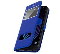 Housse - bleunuit - Samsung Galaxy J3 2017 - Coque Silicone Gel - Double Fenêtre - Support Vidéo