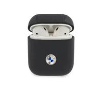 BMW BMA2SSLNA Étui pour AirPods Marine Geniune Leather Logo Argent Noir