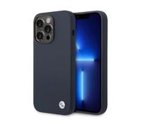 Housse BMW iPhone 14 Pro Max, Navy Blue - Liquid Silicone Metal Logo