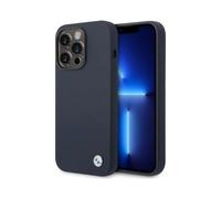 Housse BMW iPhone 14 Pro, Navy Blue - Liquid Silicone Metal Logo