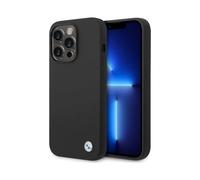 Housse BMW Silicone liquide Logo métal noir - iPhone 14 Pro Max