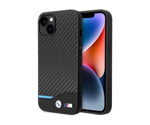 Housse BMW Similicuir Tricolore Carbone Noir - iPhone 14 Plus