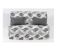 Housse BZ 140x190 matelassée FEUILLE GRISE ET NOIRE