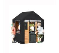 Housse Cabane de Jardin Enfant, 420D Oxford Bâche Maison Jeux Imperméable UV Solaire Couverture de Protection Facile à Mettre Cordon Fermeture éclair, pour l'extérieur (Black A,142 * 142 * 153cm)