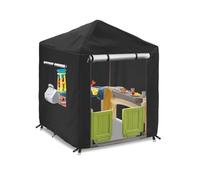 Housse Cabane de Jardin Enfant, 420D Oxford Bâche Maison Jeux Imperméable UV Solaire Couverture de Protection Facile à Mettre Cordon Fermeture éclair, pour l'extérieur (Black B,142 * 142 * 153cm)