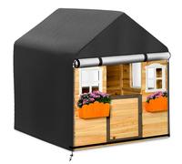 Housse Cabane Jardin Enfant Imperméables,Couverture de Protection Maison Enfant Coupe Vent,Bache Cabane de Jardin pour Enfant avec Cordon et Fermeture éclair,420D (148*113*128cm,Noir)