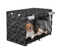 Housse camouflage noir gris pour cage de chien, couverture de chenil, stores enroulables 106,7 cm