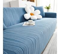 Housse Canapé 1/2/3/4/5 Places, Housse de canapé épaisse et élégante - Housse de canapé velours élastique en Jacquard avec accoudoirs pour Le Salon - Antidérapante ( Color : Blue , Size : 3 seater )