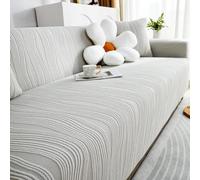 Housse Canapé 1/2/3/4/5 Places, Housse de canapé épaisse et élégante - Housse de canapé velours élastique en Jacquard avec accoudoirs pour Le Salon - Antidérapante ( Color : Light Gray , Size : 1 seat