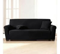 Housse Canape 2 Places Noir Pur Housse Canapé Extensible Super Douce en Élasthanne,Protège Le Canape des Taches Enfants Et des Poils d'animaux, Lavable Couvre Canape