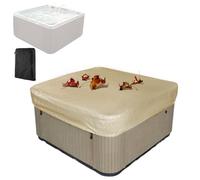 Housse Carrée pour Jacuzzi,Couverture De Protection Imperméable pour Bain à Remous Extérieur Spa Piscine,210D Tissu Oxford Résistante Aux Intempéries,Beige,220 * 220 * 30cm