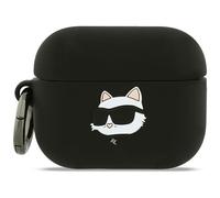 Housse Case AirPods Pro 3 Karl Lagerfeld Silicone Noir Logo Chat 3D
