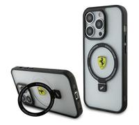 Coque rigide Ferrari pour iPhone 15 Pro 6,1" avec MagSafe et anneau de support, noire - FEHMP15LUSCAK