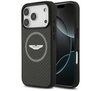 CG MOBILE Aston Martin HC Coque en Kevlar compatible avec Mag Safe pour iPhone 17 Pro (noir)
