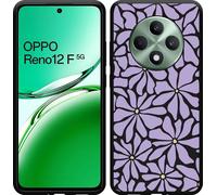 Housse Cazy adaptée au modèle Oppo Reno12 F (5G) Housse silicone noire - Abstrait fleurs pourpres