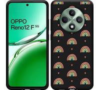 Housse Cazy adaptée au modèle Oppo Reno12 F (5G) Housse silicone noire - motif arc-en-ciel