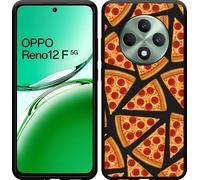 Housse Cazy adaptée au modèle Oppo Reno12 F (5G) Housse silicone noire - Pizza Party