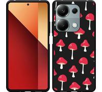 Housse Cazy adaptée au Xiaomi Poco M6 Pro Housse en silicone noir - champignons