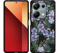 Housse Cazy adaptée au Xiaomi Poco M6 Pro Housse en silicone noir - Fleurs lilas