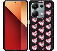 Housse Cazy adaptée au Xiaomi Poco M6 Pro Housse silicone noire - Coeurs à pois