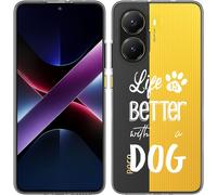 Housse Cazy Compatible avec Xiaomi Poco X7 Pro Life Is Better With a Dog - Blanc