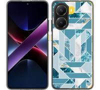 Housse Cazy Compatible avec Xiaomi Poco X7 Pro Motif marbre bleu