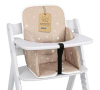 Housse chaise haute bebe - coussin assise pour bébé confortable coussins et housses pour chaises Hauck et Stokke enfant avec un revêtement imperméable stable Beige avec étoiles blanches