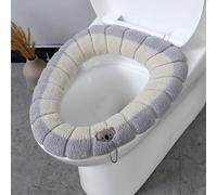 Housse chauffante pour siège de toilette avec poignée - Tissu acrylique lavable et extensible - Convient aux sièges ovales et allongés - Plusieurs couleurs - 30 x 30 cm - Doux et isolant - Accessoire