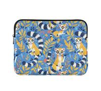 Housse classique pour ordinateur portable de 13 à 14 pouces, motif lémuriens de Madagascar sur bleu, sacoche de transport pour tablette, voyage, travail, affaires