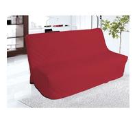 Housse clic-clac matelassé en coton PANAMA rouge. Unie, classique et sobre Dimension: 185 à 200 x 120 à 140 cm Composition: tissus