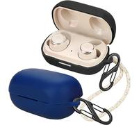 Housse compatible avec JBL Reflect Flow Pro (2 mousquetons) - Coque silicone liquide ultra-fine antichoc pour écouteurs Bluetooth, noir et bleu