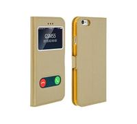 Housse Compatible iPhone 6/iPhone 6S Etui Compatible Clapet 2x Fenêtre Coque Compatible Silicone Gel - Or