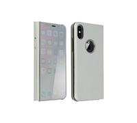 Housse Compatible iPhone X / XS Etui Compatible Clapet Miroir Coque Compatible - Fonction Stand Argenté