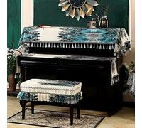 Housse complète pour piano, Housse de piano moderne, décoration créative à pompons, housse, serviette, 3 pièces(Yellow,(two seat type))