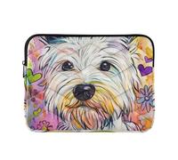 Housse concise pour ordinateur portable de 13 à 14 pouces - Illustration colorée de chiens - Mallette avec fermeture éclair - Pour homme et femme
