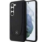 Housse Coque Samsung Galaxy S23 Plus Mercedes Cuir Véritable Noir Logo Étoile