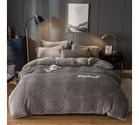 Housse Couette Corail Toison Quatre pièces Hiver en tobe Douille Double Face à Couverture Courtepointe française Lait Lince-literie Pink Jade_1.2-135m (Bleu Marine 1,8 m de lit)