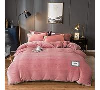 Housse Couette Corail Toison Quatre pièces Hiver en tobe Douille Double Face à Couverture Courtepointe française litière Flanelle Pink Jade_1.2-135m lit (pâte de Haricot Athènes 1.2)