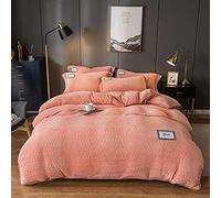Housse Couette Corail Toison Quatre pièces Hiver en tobe Douille Double Face à Couverture de Courtepointe française Lait Lince-literie Pink Jade_1.2-135m lit (Athènes Rose Jade 1.2)