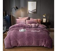 Housse Couette Corail Toison Quatre pièces Hiver en tobe Douille Double Face à Couverture de Courtepointe française Lait lindred-Pink Pink Jade_1.2-135m (lit Violet 1,8 m) léger