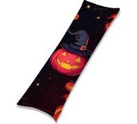 Housse Coussin 135x40 cm Housse Traversin citrouille Rectangulaire Taie Oreiller Halloween Velour Respirable Taie Oreiller 135 x 40 avec Fermeture à Glissière Invisible,Decor Maison Canapé EL-1382