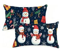 Housse Coussin 20x30 cm Grand Coussin Noël RectangulaireTaie Oreiller Bonhomme de neige Lin Respirable et Durable Taie d'oreiller 20 x 30,Fermeture à Glissière Invisible,Automne Decor Maison EM-1512