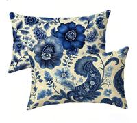 Housse Coussin 20x40 cm Lot de 2, Moderne Coussin Exterieur Impermeable, Fleur Décoratif Canapé Taie Oreiller 20x40, Lin Taie d'oreiller, pour Printemps été Decoration Maison Extérieur Jardin E-9055