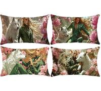 Housse Coussin 30 x 50 cm, Lot de 4 Coussin Prince des Elfes Taie Oreiller Rectangulaire Velours Decoratif Protege Oreiller Coussins pour Salon de Jardin Exterieur Canapé Lit Decor Maison T-453