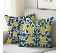 Housse Coussin 30x30 cm Coussin Citron Taie d'oreiller de Canapé Exterieur Imperméable Lin, Lot de 2 Housses Coussin Été Motif Taie Oreiller pour Decoration Salon Jardin D'intérieur Canapé Lit M-648