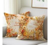 Housse Coussin 30x30 cm Lot de 2 Exterieur Impermeable Coussin Couronne Taie d'oreiller Automne Housses Canapé Décoratif Velour Oreiller pour Decoration Maison Chambre Salon Chaise Lit Jardin M-615